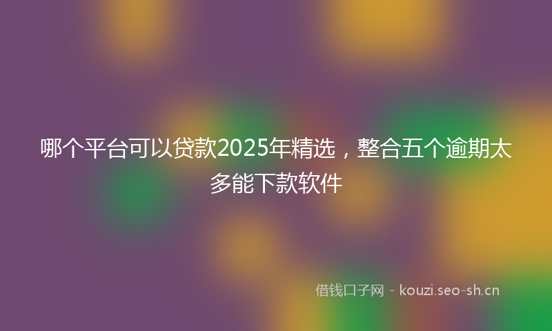 哪个平台可以贷款2025年精选，整合五个逾期太多能下款软件