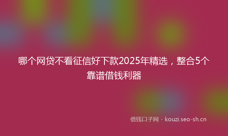 哪个网贷不看征信好下款2025年精选，整合5个靠谱借钱利器