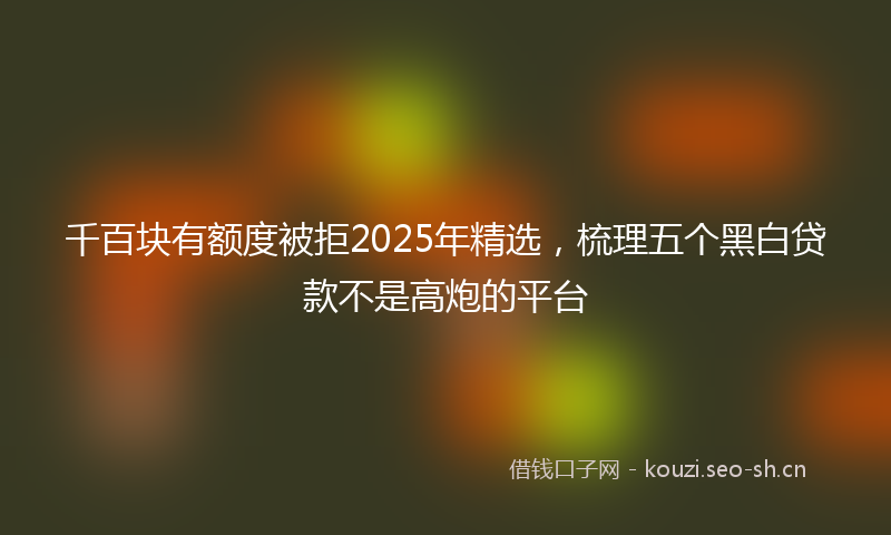 千百块有额度被拒2025年精选，梳理五个黑白贷款不是高炮的平台