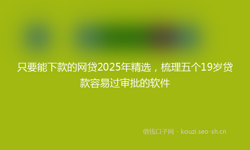 只要能下款的网贷2025年精选，梳理五个19岁贷款容易过审批的软件