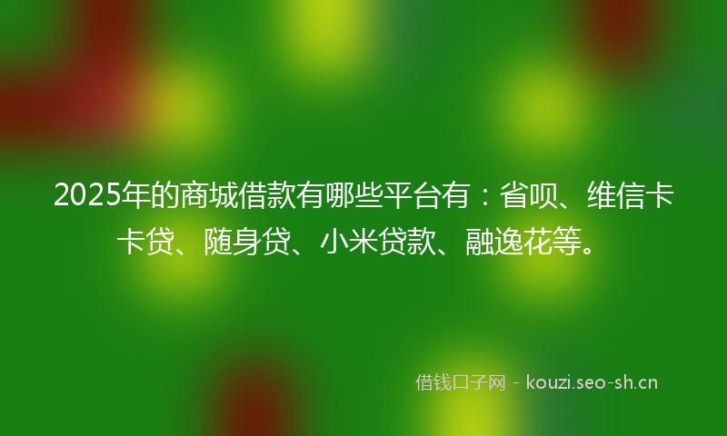 2025年的商城借款有哪些平台有：省呗、维信卡卡贷、随身贷、小米贷款、融逸花等。