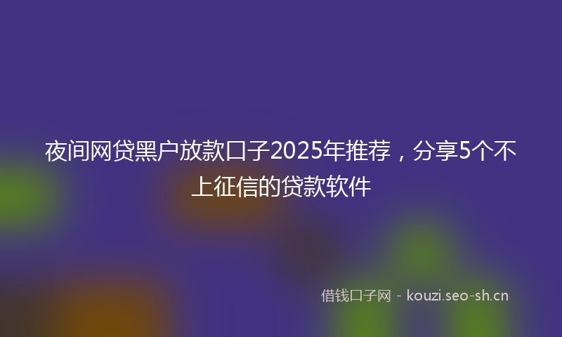 夜间网贷黑户放款口子2025年推荐，分享5个不上征信的贷款软件
