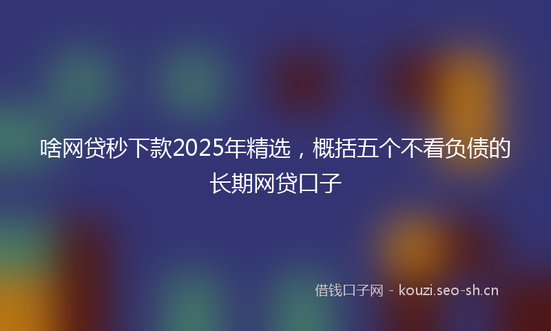 啥网贷秒下款2025年精选，概括五个不看负债的长期网贷口子