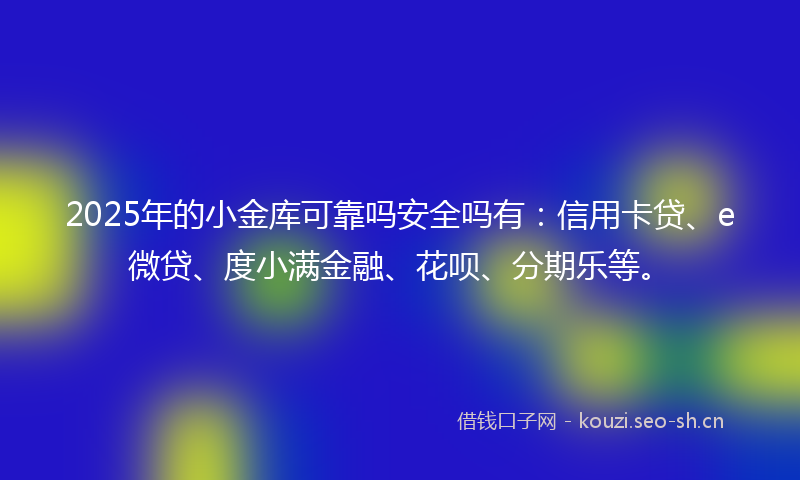 2025年的小金库可靠吗安全吗有：信用卡贷、e微贷、度小满金融、花呗、分期乐等。