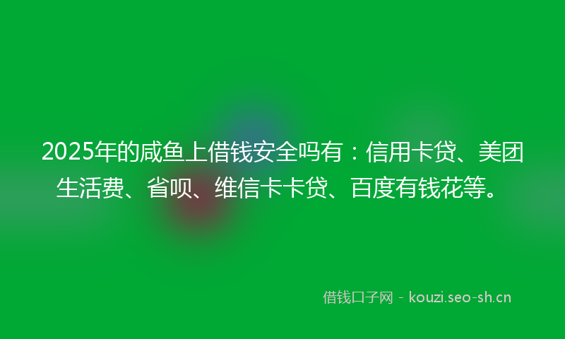 2025年的咸鱼上借钱安全吗有：信用卡贷、美团生活费、省呗、维信卡卡贷、百度有钱花等。