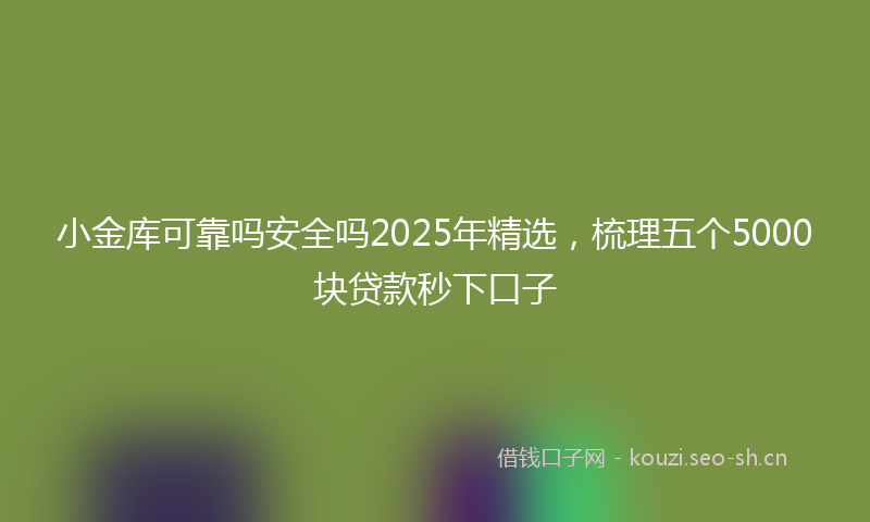 小金库可靠吗安全吗2025年精选，梳理五个5000块贷款秒下口子