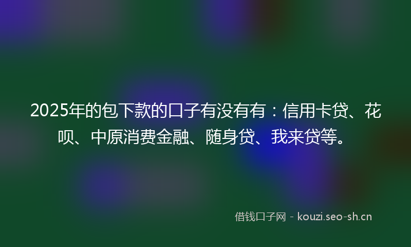 2025年的包下款的口子有没有有：信用卡贷、花呗、中原消费金融、随身贷、我来贷等。