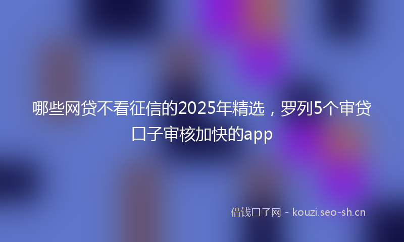 哪些网贷不看征信的2025年精选,罗列5个审贷口子审核加快的app