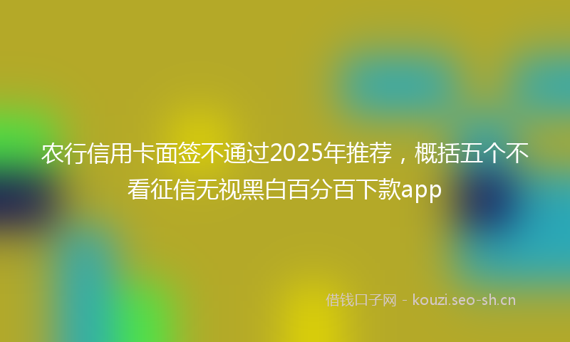 农行信用卡面签不通过2025年推荐，概括五个不看征信无视黑白百分百下款app