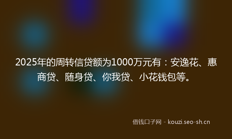2025年的周转信贷额为1000万元有：安逸花、惠商贷、随身贷、你我贷、小花钱包等。