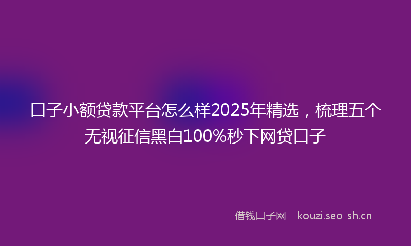 口子小额贷款平台怎么样2025年精选，梳理五个无视征信黑白100%秒下网贷口子