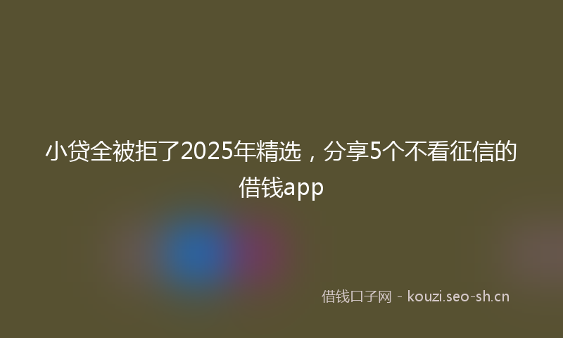 小贷全被拒了2025年精选，分享5个不看征信的借钱app
