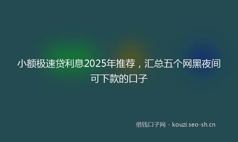 小额极速贷利息2025年推荐，汇总五个网黑夜间可下款的口子