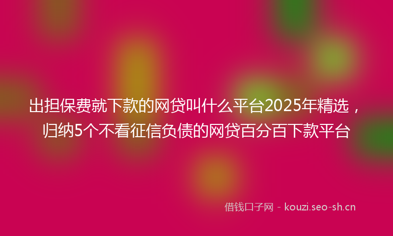 出担保费就下款的网贷叫什么平台2025年精选,归纳5个不看征信负债的网贷百分百下款平台