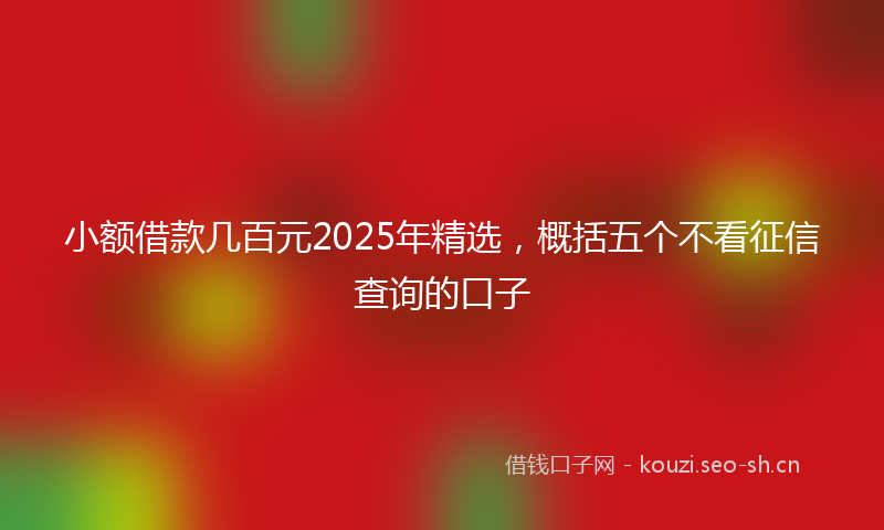 小额借款几百元2025年精选,概括五个不看征信查询的口子