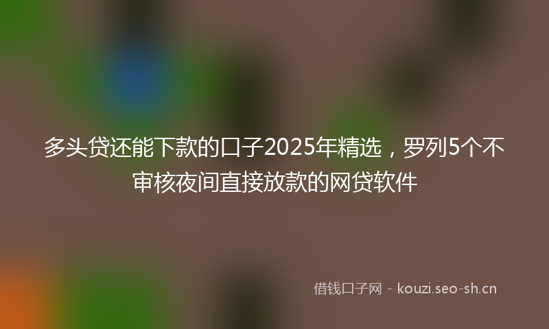 多头贷还能下款的口子2025年精选，罗列5个不审核夜间直接放款的网贷软件