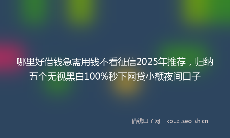 哪里好借钱急需用钱不看征信2025年推荐，归纳五个无视黑白100%秒下网贷小额夜间口子