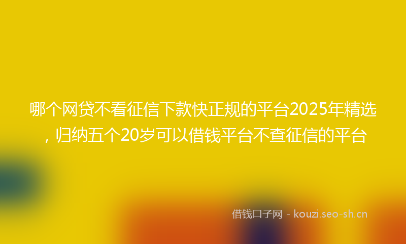 哪个网贷不看征信下款快正规的平台2025年精选，归纳五个20岁可以借钱平台不查征信的平台