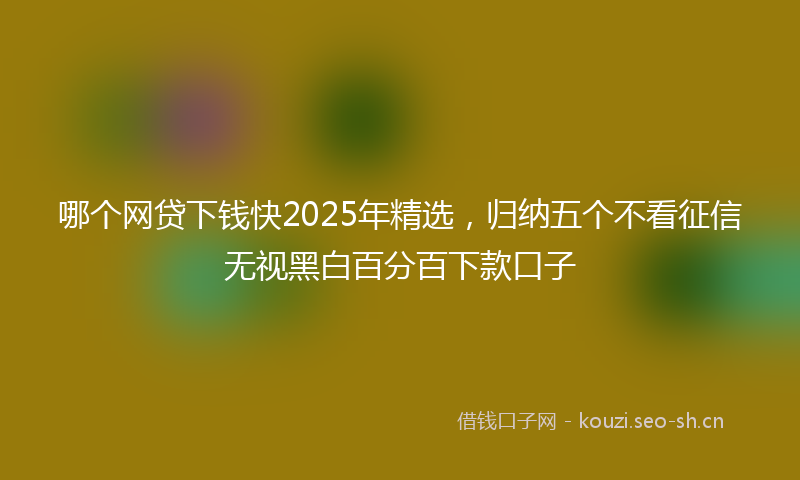 哪个网贷下钱快2025年精选，归纳五个不看征信无视黑白百分百下款口子