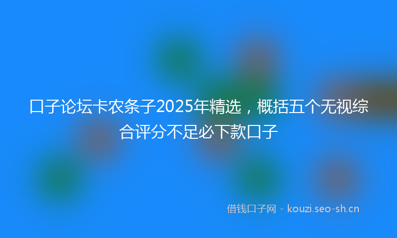 口子论坛卡农条子2025年精选，概括五个无视综合评分不足必下款口子