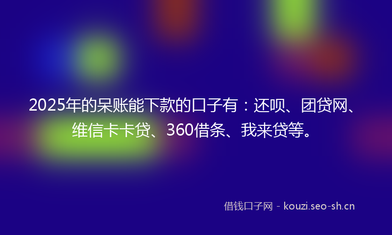 2025年的呆账能下款的口子有：还呗、团贷网、维信卡卡贷、360借条、我来贷等。