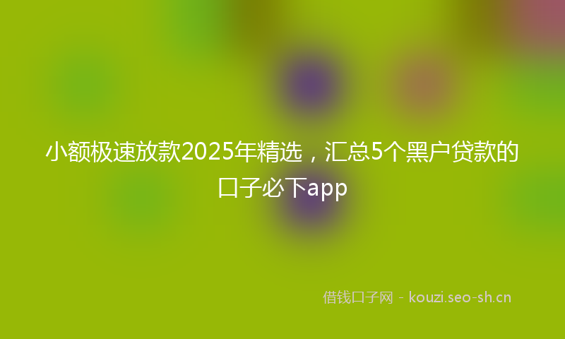 小额极速放款2025年精选，汇总5个黑户贷款的口子必下app