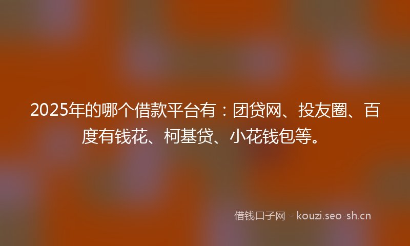 2025年的哪个借款平台有：团贷网、投友圈、百度有钱花、柯基贷、小花钱包等。