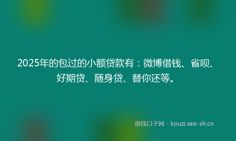 2025年的包过的小额贷款有：微博借钱、省呗、好期贷、随身贷、替你还等。
