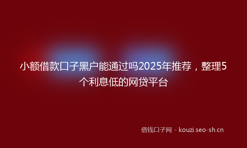 小额借款口子黑户能通过吗2025年推荐，整理5个利息低的网贷平台