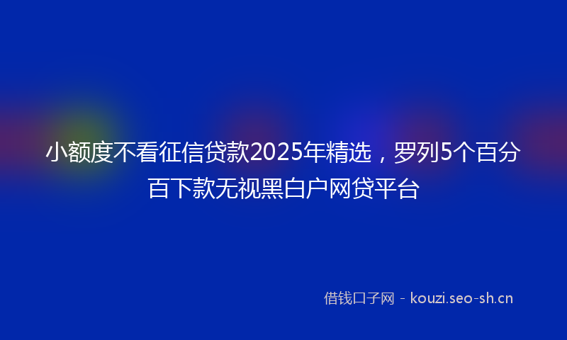 小额度不看征信贷款2025年精选，罗列5个百分百下款无视黑白户网贷平台