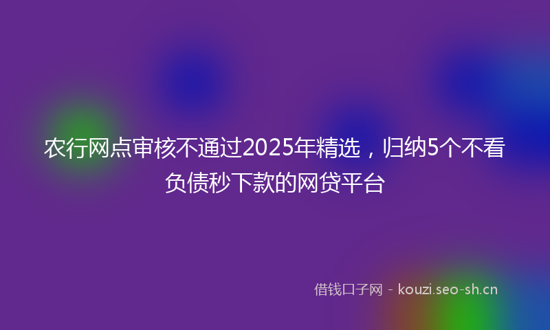 农行网点审核不通过2025年精选，归纳5个不看负债秒下款的网贷平台