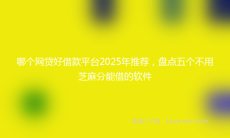 哪个网贷好借款平台2025年推荐，盘点五个不用芝麻分能借的软件