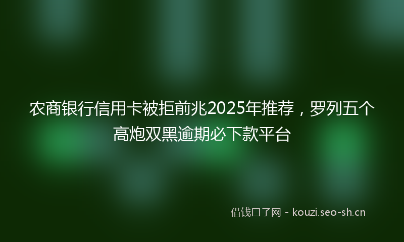 农商银行信用卡被拒前兆2025年推荐，罗列五个高炮双黑逾期必下款平台
