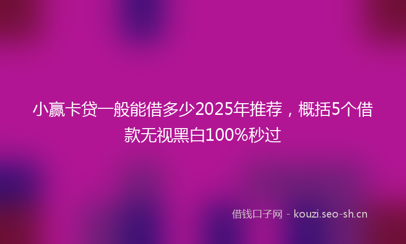 小赢卡贷一般能借多少2025年推荐，概括5个借款无视黑白100%秒过