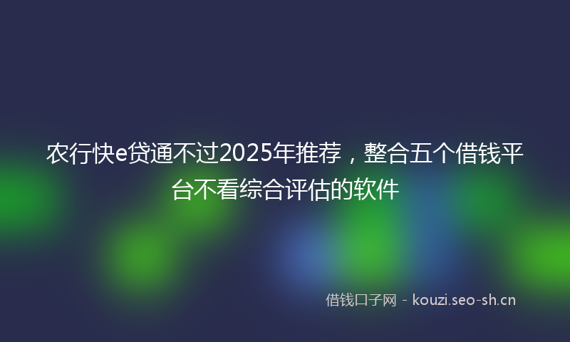 农行快e贷通不过2025年推荐，整合五个借钱平台不看综合评估的软件