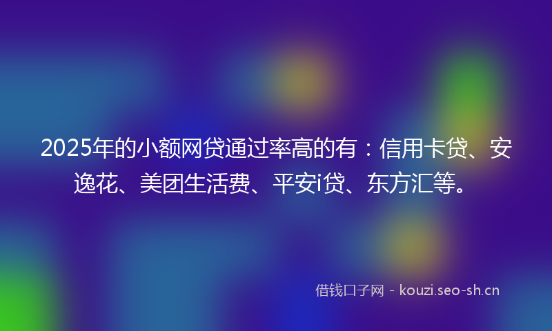 2025年的小额网贷通过率高的有：信用卡贷、安逸花、美团生活费、平安i贷、东方汇等。