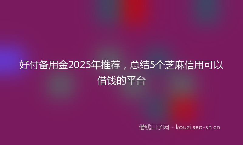 好付备用金2025年推荐,总结5个芝麻信用可以借钱的平台