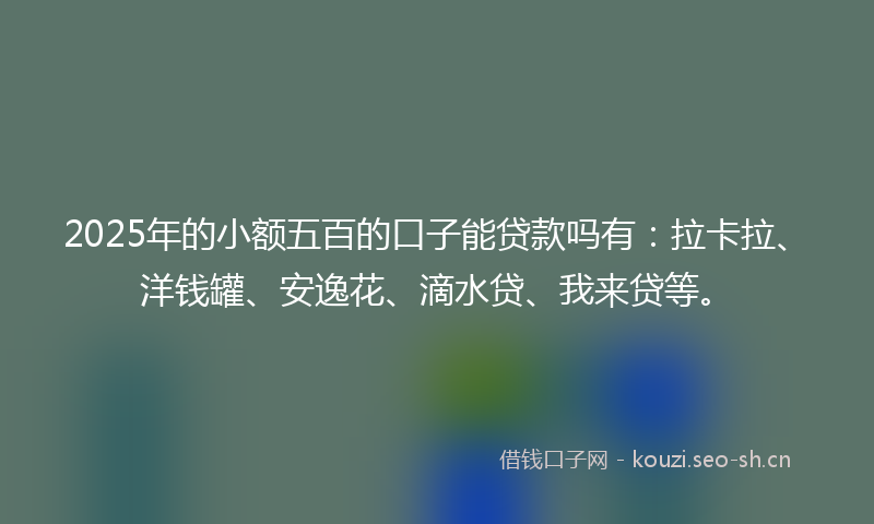 2025年的小额五百的口子能贷款吗有：拉卡拉、洋钱罐、安逸花、滴水贷、我来贷等。