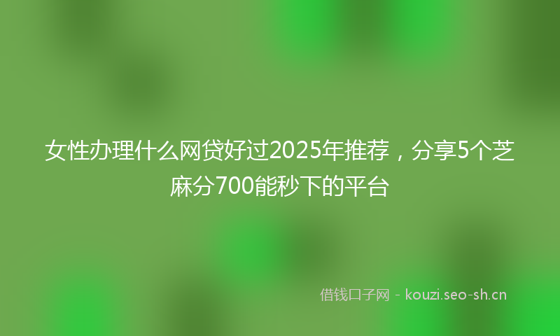 女性办理什么网贷好过2025年推荐，分享5个芝麻分700能秒下的平台