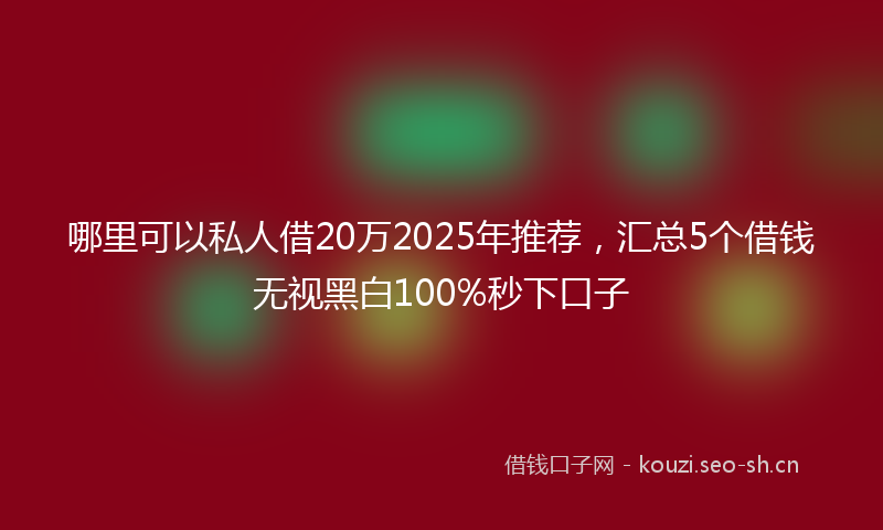 哪里可以私人借20万2025年推荐，汇总5个借钱无视黑白100%秒下口子