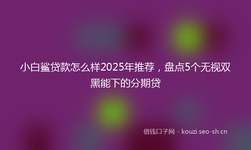 小白鲨贷款怎么样2025年推荐，盘点5个无视双黑能下的分期贷