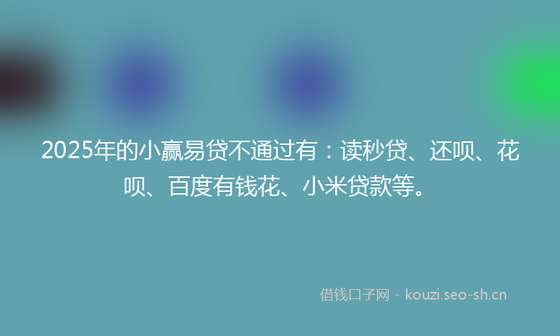 2025年的小赢易贷不通过有：读秒贷、还呗、花呗、百度有钱花、小米贷款等。