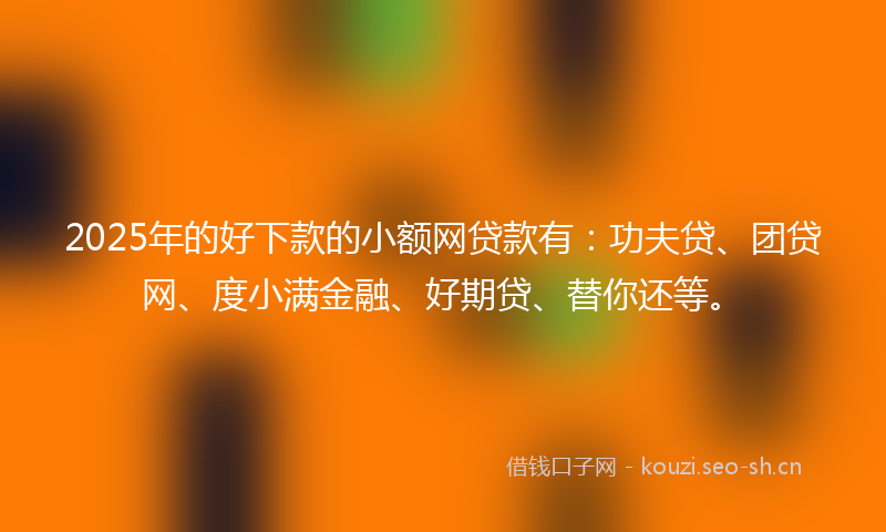 2025年的好下款的小额网贷款有：功夫贷、团贷网、度小满金融、好期贷、替你还等。