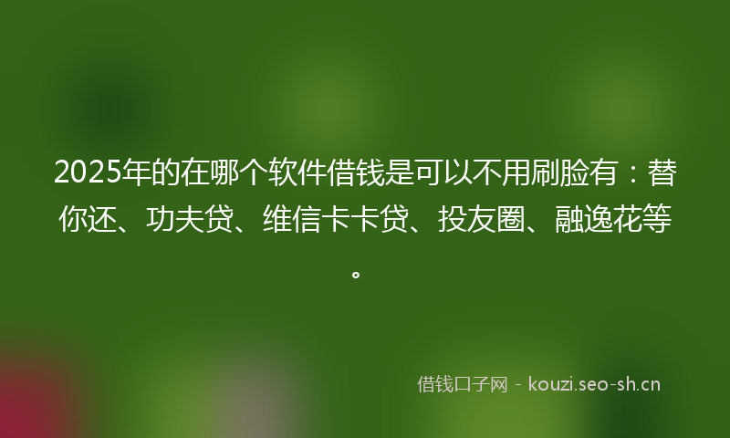 2025年的在哪个软件借钱是可以不用刷脸有：替你还、功夫贷、维信卡卡贷、投友圈、融逸花等。
