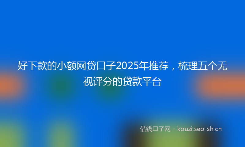 好下款的小额网贷口子2025年推荐，梳理五个无视评分的贷款平台