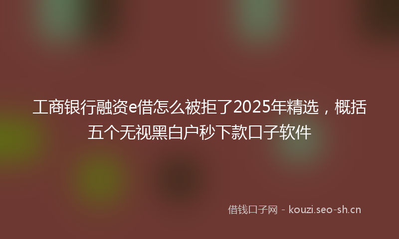 工商银行融资e借怎么被拒了2025年精选，概括五个无视黑白户秒下款口子软件