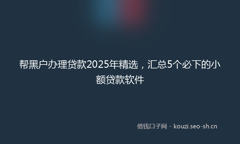 帮黑户办理贷款2025年精选,汇总5个必下的小额贷款软件
