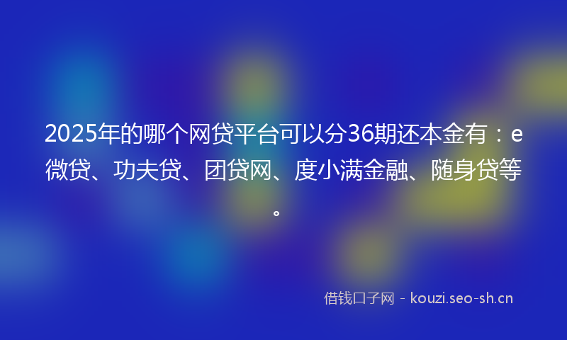 2025年的哪个网贷平台可以分36期还本金有：e微贷、功夫贷、团贷网、度小满金融、随身贷等。