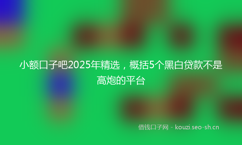 小额口子吧2025年精选，概括5个黑白贷款不是高炮的平台