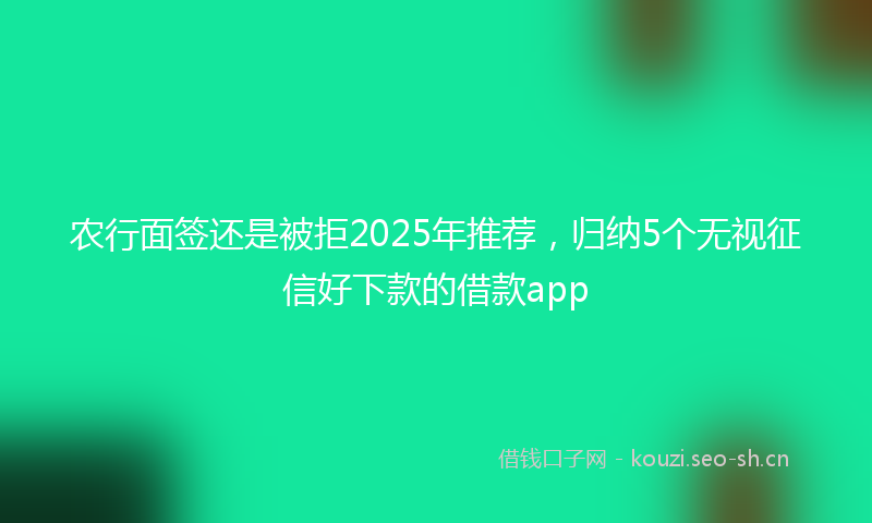 农行面签还是被拒2025年推荐，归纳5个无视征信好下款的借款app